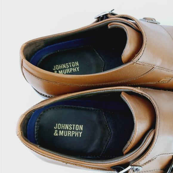 Johnston & Murphy SZ 10M Archer Double Buckle Monk Shoe Cognac Leather NEW - Picture 7 of 9